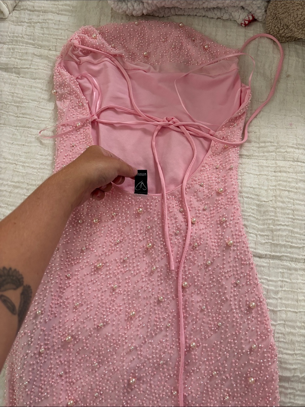WINDSOR Pink Beaded Slip Dress - Picture 2 of 2